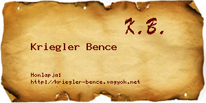 Kriegler Bence névjegykártya