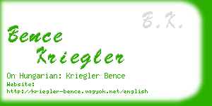 bence kriegler business card